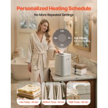 VEVOR Calentador de Toallas 20 L con Pantalla LED Calentador de Mantas Temporizador Ajuste de Temperatura Apagado Automático Cierre de Seguridad Secador de Toallas para Spa, Hogar, Baño, Blanco