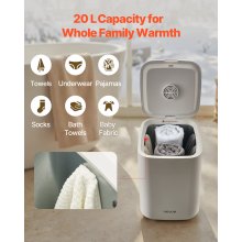 VEVOR Calentador de Toallas 20 L con Pantalla LED Calentador de Mantas Temporizador Ajuste de Temperatura Apagado Automático Cierre de Seguridad Secador de Toallas para Spa, Hogar, Baño, Blanco