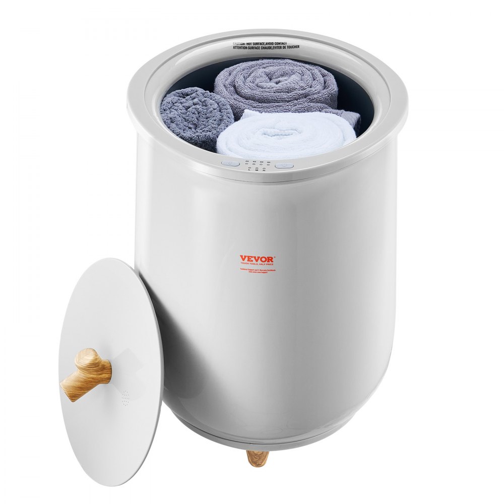 VEVOR Calentador de Toallas Cubo de 20 L con Luz Indicadora LED Calentador de Mantas Apagado Automático Secador de Toallas Portátil Temperatura Ajustable para Spa, Hogar, Baño, Manta, Pijama, Gris