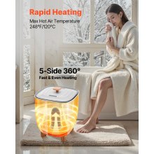 VEVOR Calentador de Toallas Cubo de 25 L con Pantalla LED Calentador de Mantas Apagado Automático Secador de Toallas Temporizador de 4 Niveles Temperatura Ajustable para Spa, Hogar, Baño, Gris