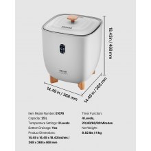 VEVOR Calentador de Toallas Cubo de 25 L con Pantalla LED Calentador de Mantas Apagado Automático Secador de Toallas Temporizador de 4 Niveles Temperatura Ajustable para Spa, Hogar, Baño, Gris