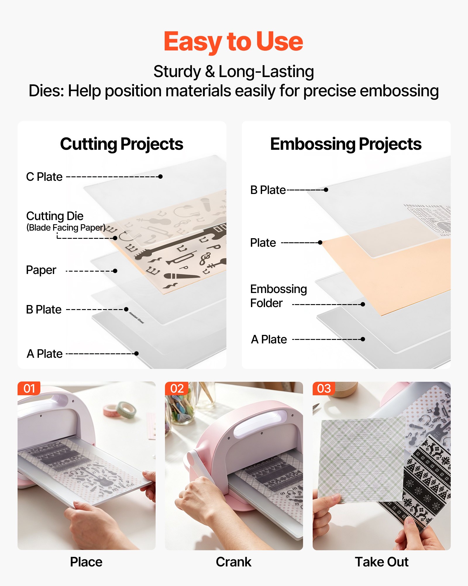 VEVOR Plantillas de Estampado para Manualidades, Juego de 15 Piezas de Carpetas de Estampación, Patrones Navideños y Festivos, Carpeta en Relieve de Plástico, para Scrapbooking Creación de Tarjetas