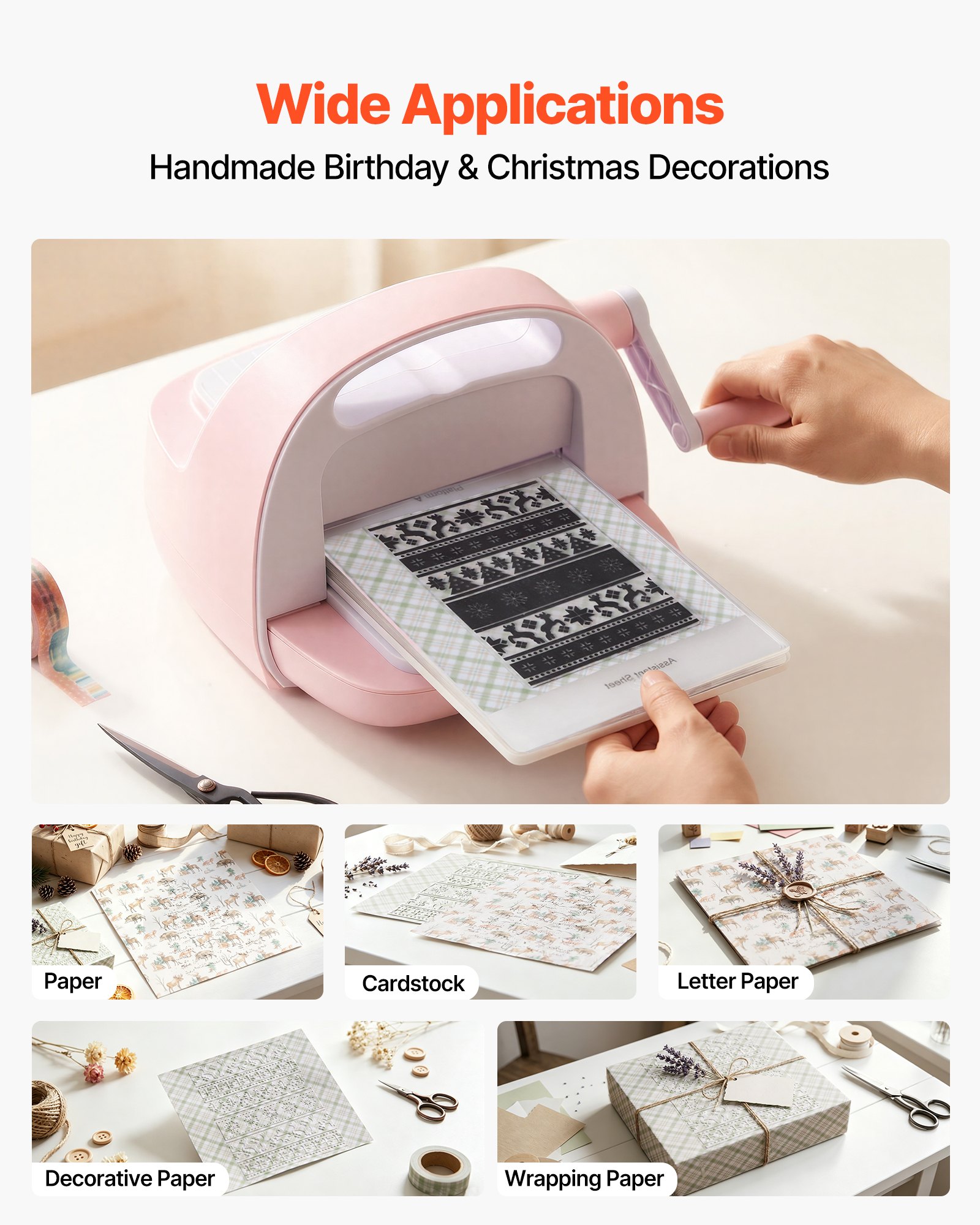 VEVOR Plantillas de Estampado para Manualidades, Juego de 15 Piezas de Carpetas de Estampación, Patrones Navideños y Festivos, Carpeta en Relieve de Plástico, para Scrapbooking Creación de Tarjetas