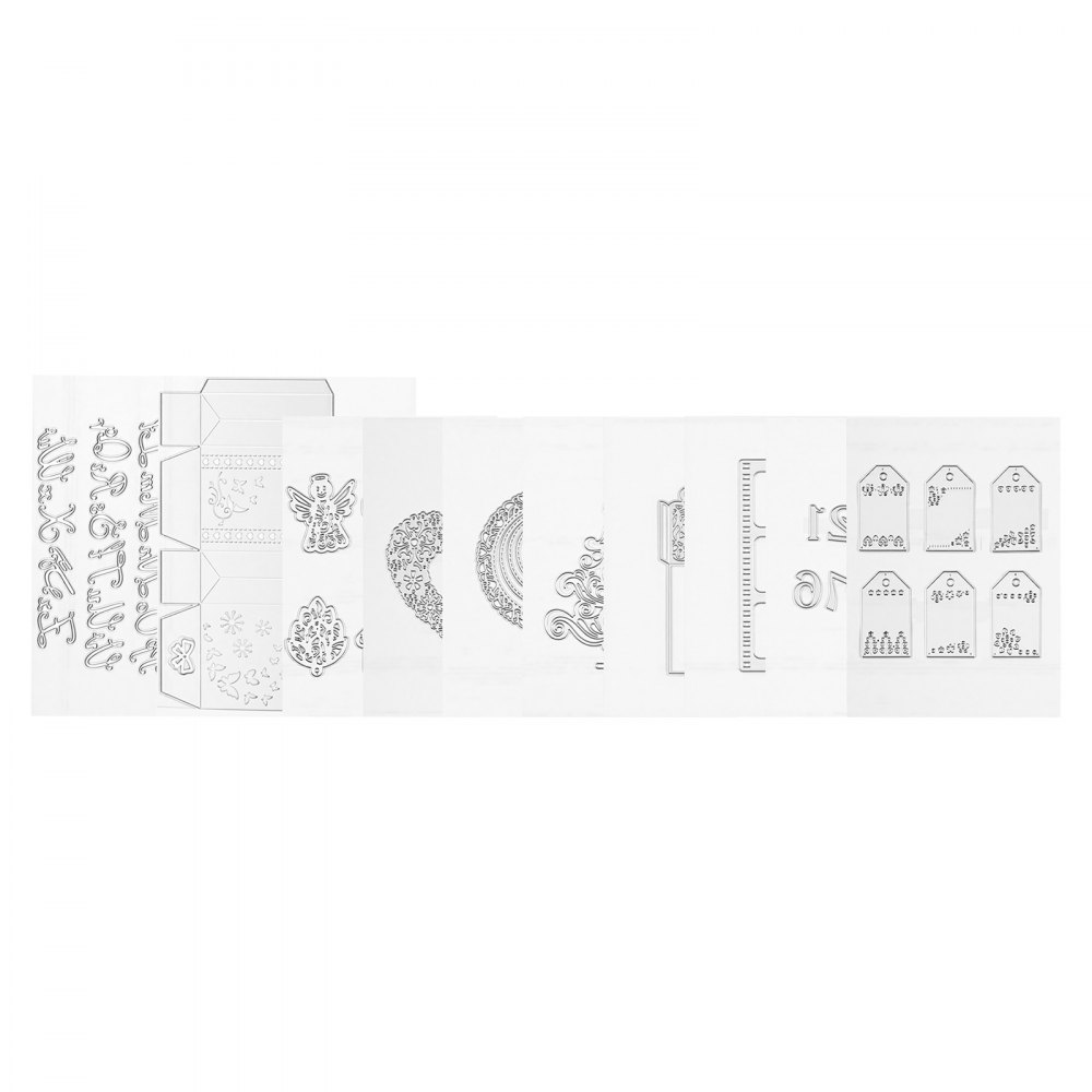 VEVOR Plantillas de Troquelado para Manualidades, Juego de 10 Piezas de Troqueles Metálicos, Patrones de Letras Números Árbol, Compatible con Máquina Troqueladora de VEVOR para Scrapbooking Decoración
