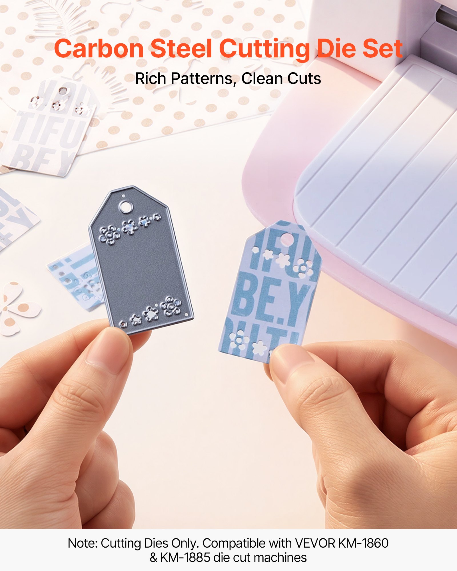 VEVOR Plantillas de Troquelado para Manualidades, Juego de 10 Piezas de Troqueles Metálicos, Patrones de Letras Números Árbol, Compatible con Máquina Troqueladora de VEVOR para Scrapbooking Decoración
