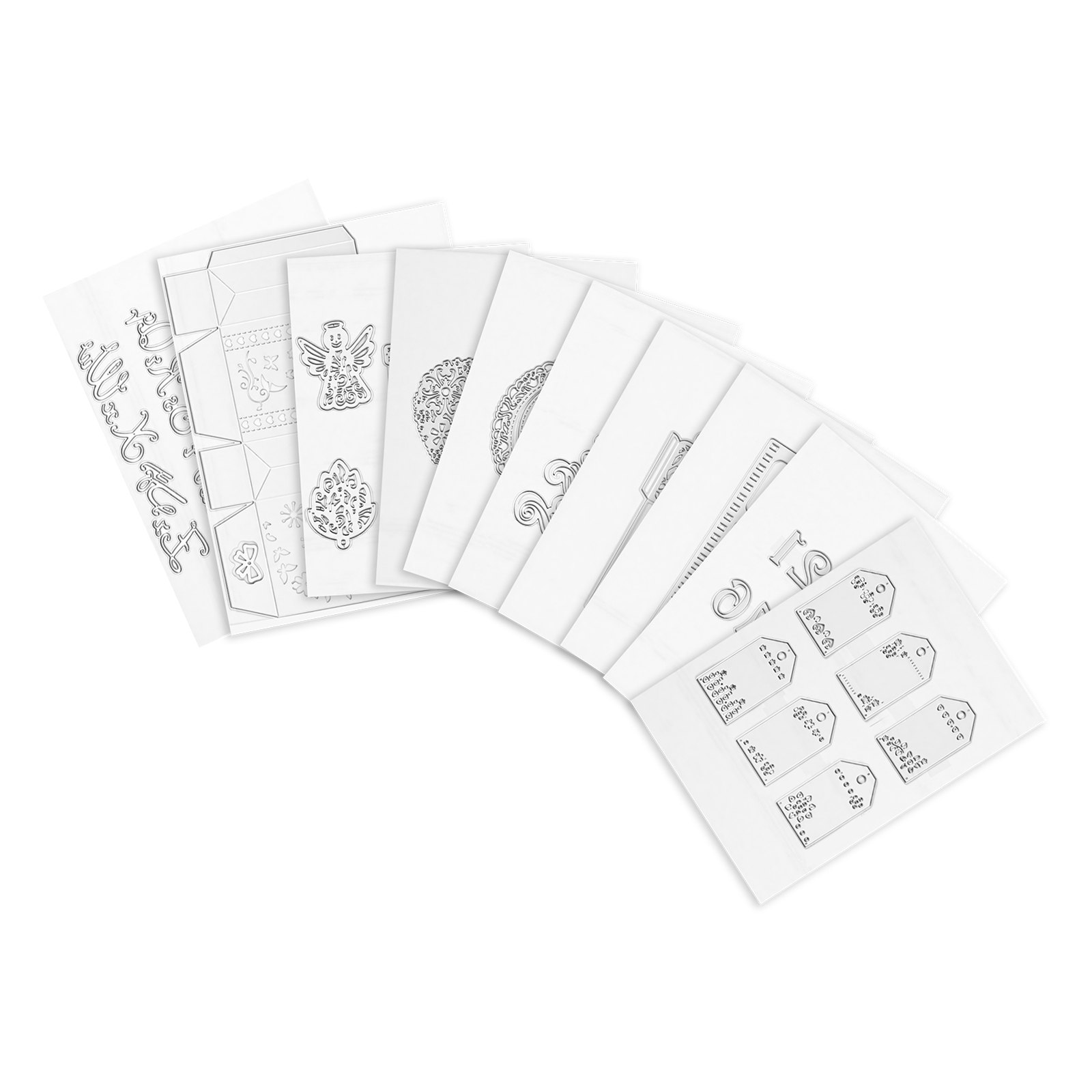 VEVOR Plantillas de Troquelado para Manualidades, Juego de 10 Piezas de Troqueles Metálicos, Patrones de Letras Números Árbol, Compatible con Máquina Troqueladora de VEVOR para Scrapbooking Decoración