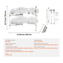 VEVOR Organizador de Esquina 2 Niveles Cierre Suave Extraíble 850 x 490 x 780 mm