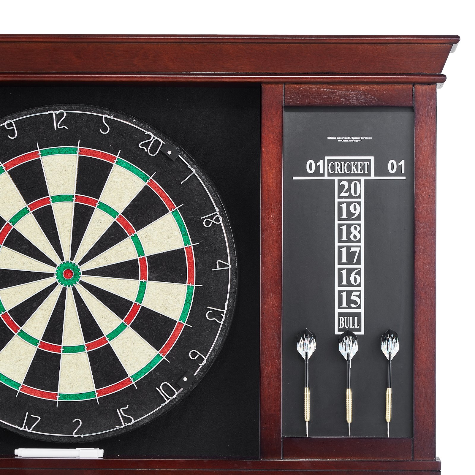 VEVOR Dartboard Ready to Play Package, Official Size Dartboard Cabinet Set, 45 x 3.8 cm Dartboard, Steel Tip Dart Cabinet, Complete with All Accessories, for Cricket Games