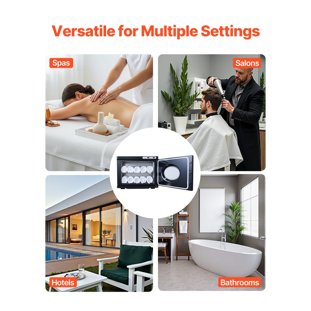 VEVOR Calentador de Toallas de 23 L, Esterilizador Secador para 36 Toallas, con Ventana Transparente, Clip y Rejillas, Versátil para Spa, Barbería, Manicura, Masajes, Salón de Belleza, Negro
