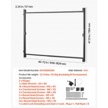 VEVOR Kit de Construcción de Portones Apto para Aberturas de 1016-1829 mm Hierro