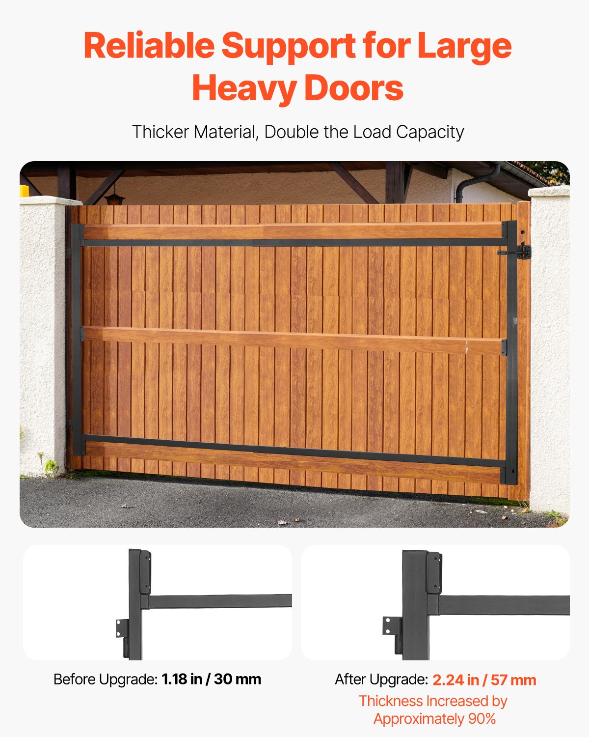 VEVOR gate kit suitable for openings 152 to 243 cm wide, adjustable gate frame kit (119 cm high) made of iron, sag-proof gate frame kit with deadbolt lock & screws, for wooden fences