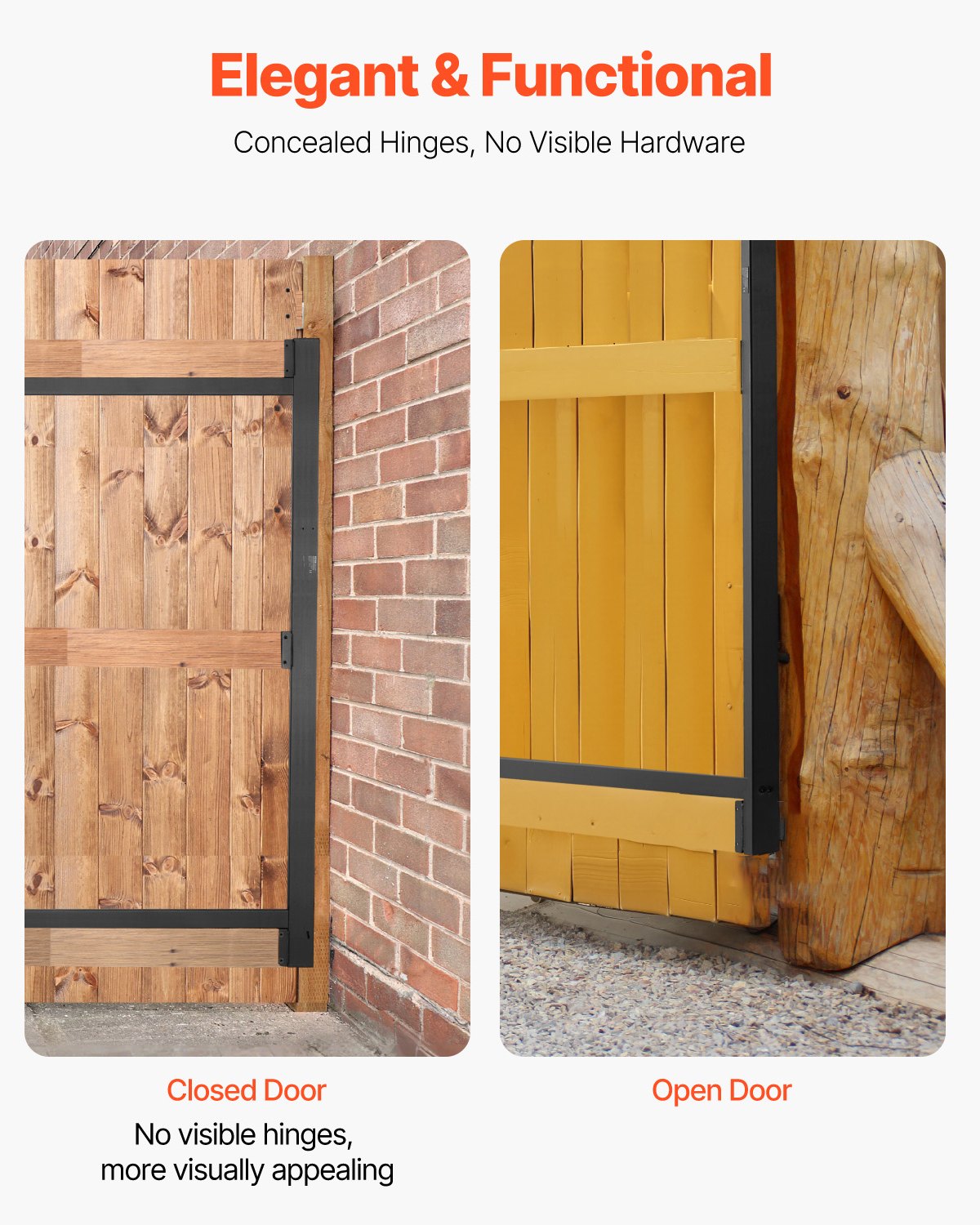 VEVOR gate kit suitable for openings 152 to 243 cm wide, adjustable gate frame kit (119 cm high) made of iron, sag-proof gate frame kit with deadbolt lock & screws, for wooden fences