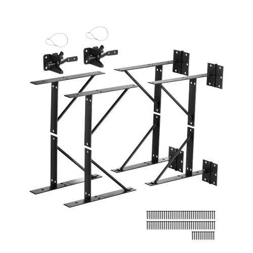 VEVOR Escuadra para Marco de Puerta Anti Hundimiento 305 x 195 x 38 mm 2 Juegos Soporte de Esquina de Hierro, Puertas de Cobertizo, Puertas de Corral, Puertas de Entrada, Puertas de Establo, Negro
