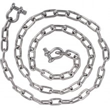 VEVOR Cadena de ancla 20' x 5/16" cadena de acero inoxidable grillete de cadena de ancla de 3/8" carga de 7120 libras rotura de grillete de cadena de ancla 9460 libras cadena de ancla para boa pequeña