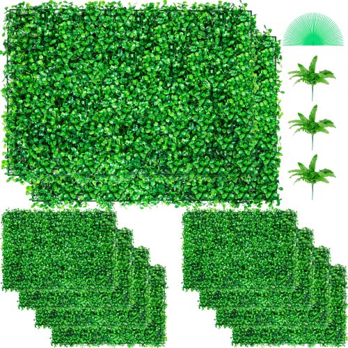 VEVOR Plantas Hiedra Artificial 61 x 40,6 cm, Plantas Artificiales Decorativas 10 Piezas Estera de Seto Artificial de Boj con Espesor de 4 cm Jardín Vertical 100% PE Plantas Artificiales Colgantes