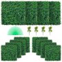 VEVOR Hierba Artificial Verde de 12 Piezas 50,8 x 50,8 cm, Panel de Boj de Hiedra Artificial de Alta Densidad contra UV y 100% PE, Plantas Artificiales Decorativas para Pared, Jardines, Patio Trasero
