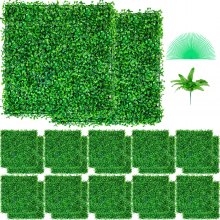 VEVOR Hierba Artificial Verde de 24 Piezas 25,4 x 25,4 cm, Panel de Boj de Hiedra Artificial de Alta Densidad contra UV y 100% PE, Plantas Artificiales Decorativas para Pared, Jardines, Patio Trasero