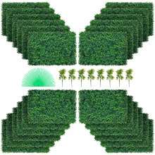 VEVOR Hierba Artificial Verde de 24 Piezas 61 x 40,6 cm, Panel de Boj de Hiedra Artificial de Alta Densidad contra UV y 100% PE, Plantas Artificiales Decorativas para Pared, Jardines, Patio Trasero