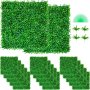 VEVOR Hierba Artificial Verde de 48 Piezas 25,4 X 25,4 cm, Panel de Boj de Hiedra Artificial de Alta Densidad contra UV y 100% PE, Plantas Artificiales Decorativas para Pared, Jardines, Patio Trasero