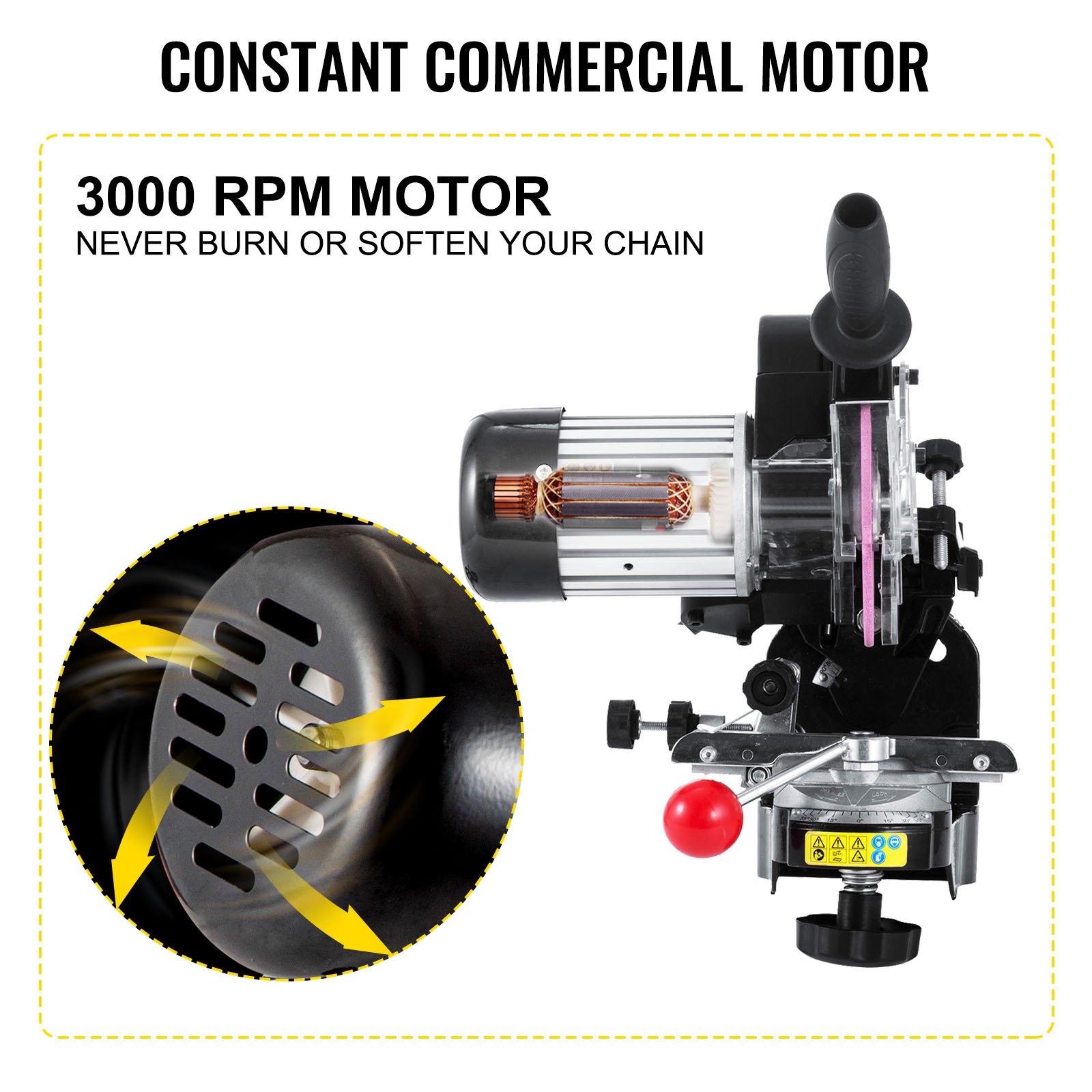 VEVOR Afilador de Cadenas, 230W Afilador de Motosierra, 3000RPM Afilador para Cadenas de Motosierra, 145mm para Pulir Afilar Moler Cadenas