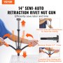 VEVOR Remachadora Manual de Tuerca de Remache Alicates de Inserción Roscada de 35cm con 7 Mandriles 70 Tuercas de 7 Tamaños Herramienta de Remachado con Estuche Portátil para Construcción de Bricolaje