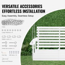 VEVOR Columpio de Madera para Porche 124x71x60cm, Columpio de Banco para Patio y Jardín, Capacidad de Carga Fuerte Mejorada de 880 Libras, Banco de Silla con Cadenas Colgantes para Exterior, Blanco