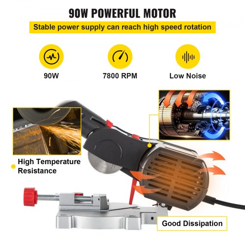 VEVOR Mini Sierra Tronzadora de Corte de Inglete 7800 RPM Mini Sierra Ingletadora con Hojas de 2-5/16" Minisierra Ingletadora de Sobremesa ángulo Ajustable 0-45° Mini Sierra de Mesa para Madera Metal
