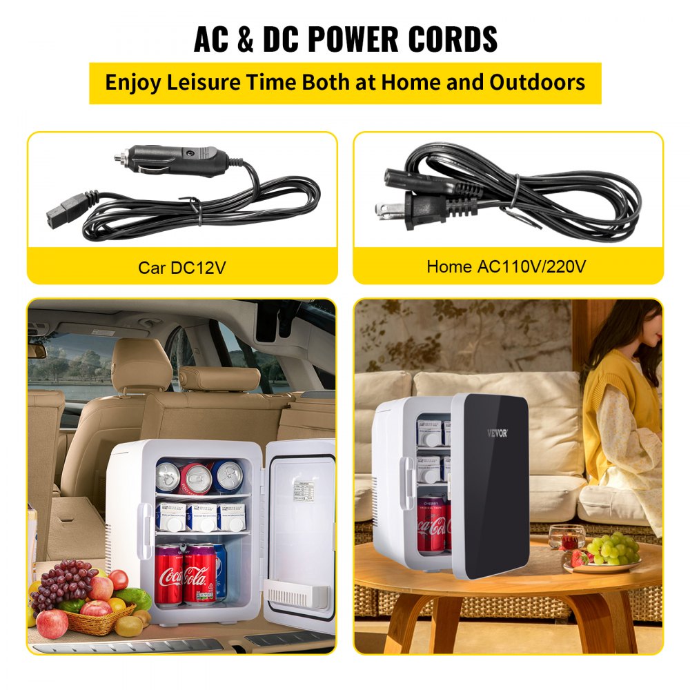 VEVOR Mini Nevera Pequeña Portátil 220V/12V 48W 10L Mini Refrigerador Compacto 26x25x35cm Mini-Frigorífico Portátil Negro con Función de Frío y Calor para Maquillaje Cuidado la Piel Material ABS Coche