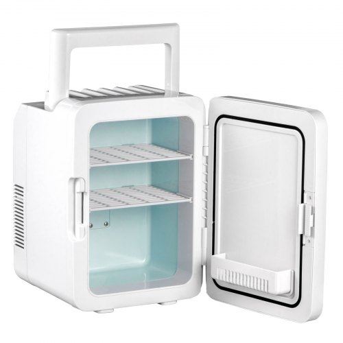 VEVOR Mini Nevera Pequeña Portátil 220V/12V 48W 10L Mini Refrigerador Compacto 26x25x35cm Mini-Frigorífico Portátil Negro con Función de Frío y Calor para Maquillaje Cuidado la Piel Material ABS Coche