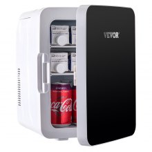 VEVOR Mini Nevera Pequeña Portátil 220V/12V 48W 10L Mini Refrigerador Compacto 26x25x35cm Mini-Frigorífico Portátil Negro con Función de Frío y Calor para Maquillaje Cuidado la Piel Material ABS Coche