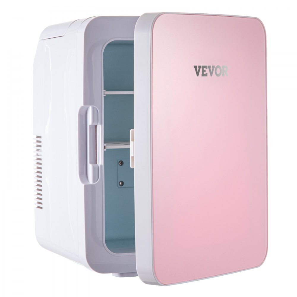 VEVOR Mini Nevera Pequeña Portátil 220V/12V 48W 10L Mini Refrigerador Compacto 26x25x35cm Mini-Frigorífico Portátil Rosa con Función de Frío y Calor para Maquillaje Cuidado la Piel Material ABS Coche