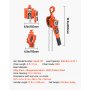 VEVOR Mini Polipasto de Cadena Manual de Palanca, 0,75 T, Elevación de 1,5 m, con freno mecánico de doble trinquete, ganchos giratorios 360°, para almacén, construcción y garaje, 460 x 115 x 155 mm