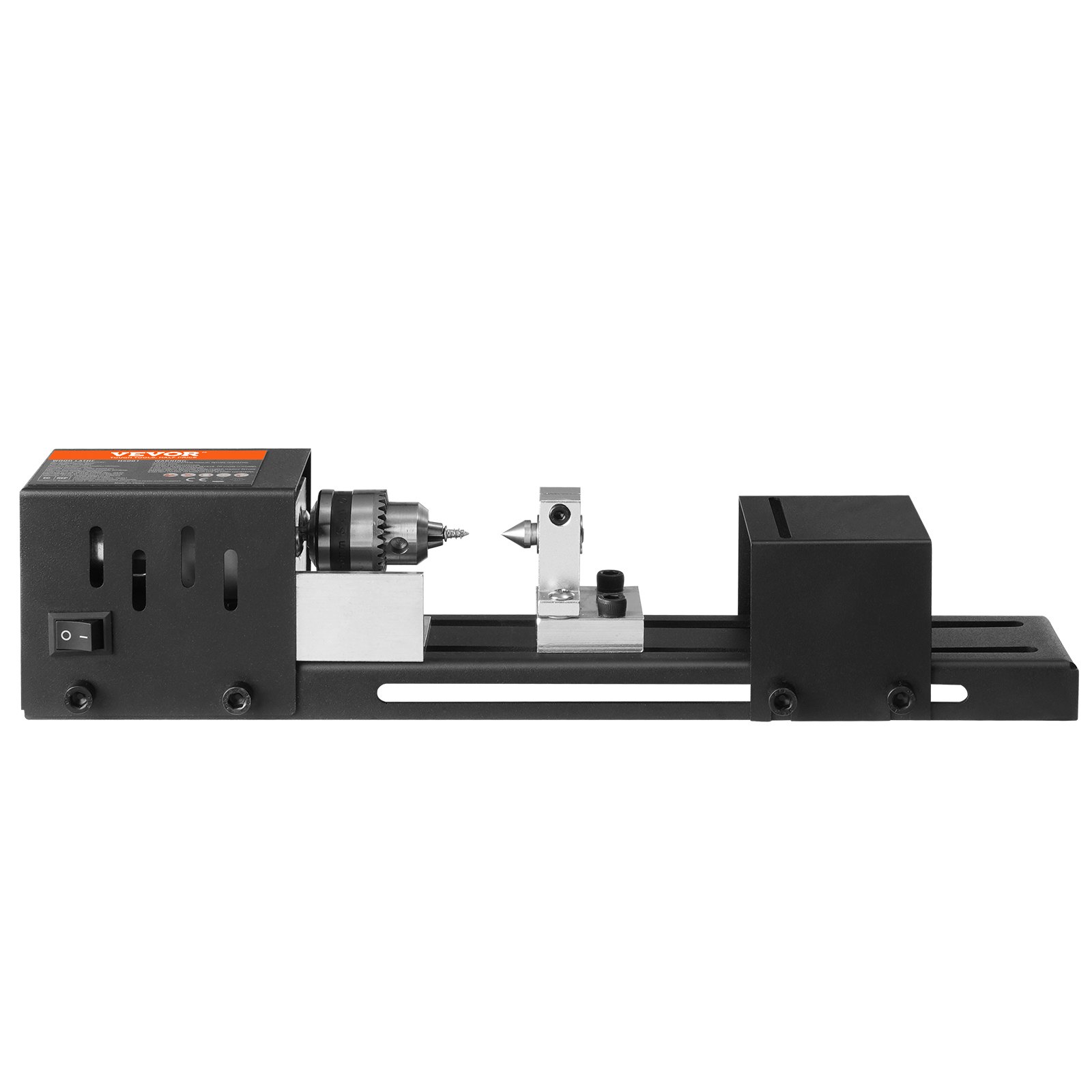 VEVOR Mini Torno de Madera 70x160 mm Torno Eléctrico de Madera 24 V 96 W Fresadora Accesorios 7 Velocidades 4220/5300/5650/6350/6660/7050/8450 rpm Herramienta Rotativa para Madera DIY 350x60x80 mm