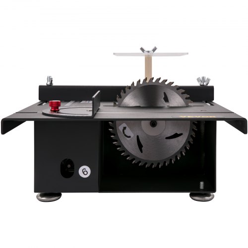 VEVOR Mini Sierra de Mesa Multifuncional 96 W 10000 r/min Sierras Eléctricas de Escritorio 2 Hojas Profundidad de Ángulo 0-90 ° Herramienta de Corte Escritorio Multifuncional para Corte Acrílico