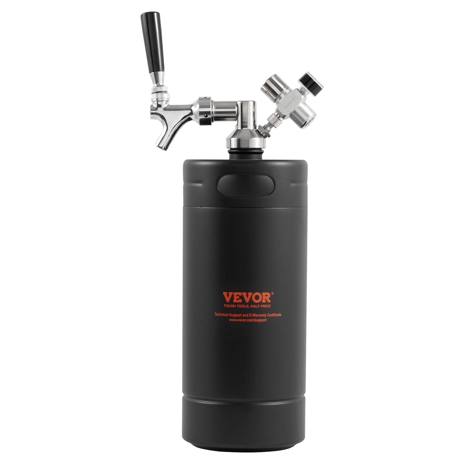 VEVOR Mini Barril de Cerveza Portátil 4 L Mini Barril Presión Ajustable 0~30 PSI de Acero Inoxidable Sistema de Grifo Aislado a Presión para Mantener Cerveza Carbonatada Fresca para Camping Pícnic