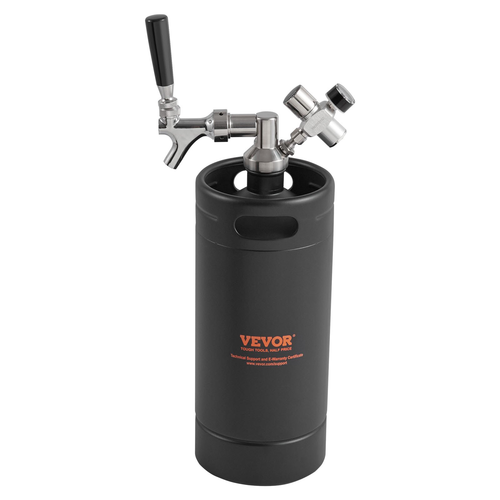 VEVOR Mini Barril de Cerveza Portátil 4 L Mini Barril Presión Ajustable 0~30 PSI de Acero Inoxidable Sistema de Grifo Aislado a Presión para Mantener Cerveza Carbonatada Fresca para Camping Pícnic