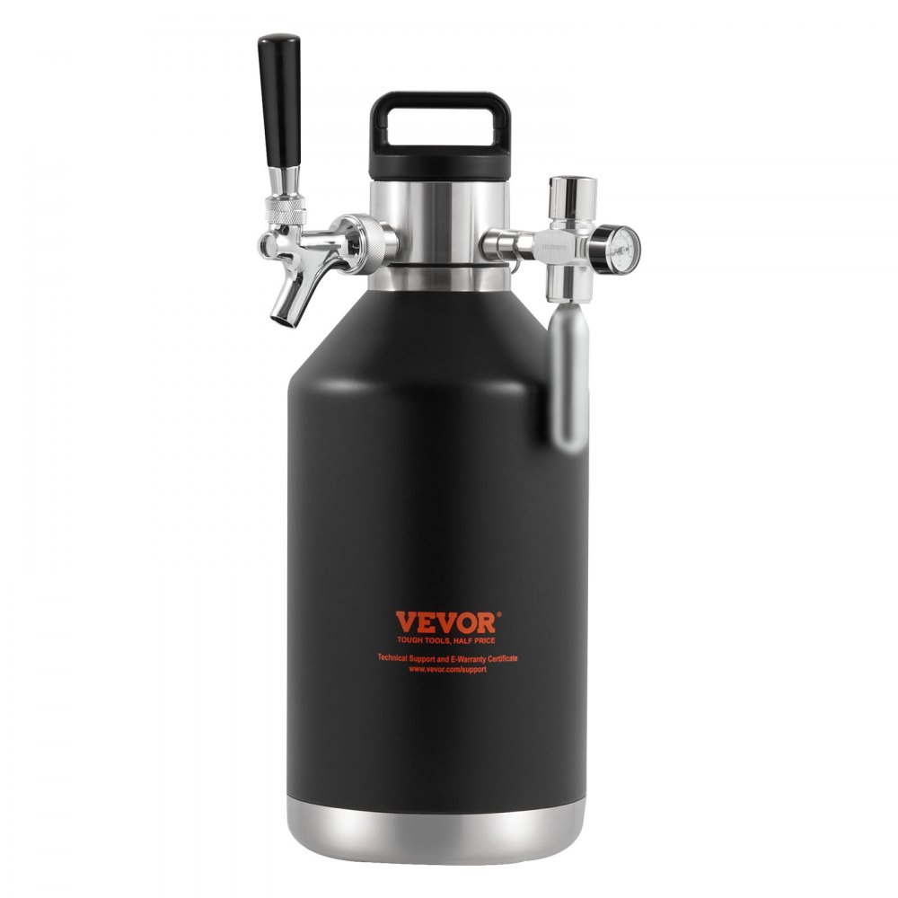 VEVOR Beer Dispenser Mini Beer Keg Brewing System 4 L, Portable Pressure Keg Set Double-Layered Stainless Steel Growler System Adjustable Tap 27 ℃, Draft Beer Home Brewing Fresh and Carbonated