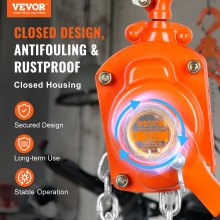 VEVOR Mini Polipasto Manual de Palanca 0,5 T Polipasto de Cadena con Carraca Manipulación Elevación 2,8 m Acero al Carbono G80 Freno Weston Gancho Guía de Cadena con Doble Carraca 360° para Mercancías