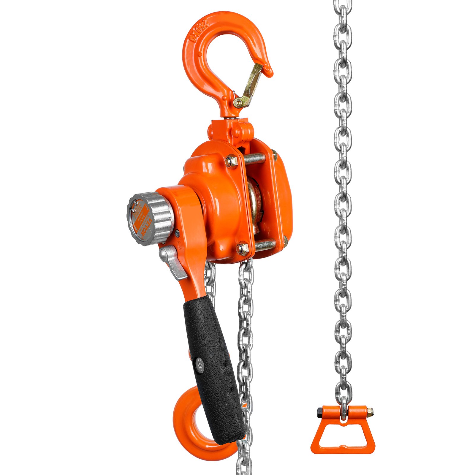 VEVOR Mini Polipasto Manual de Palanca 0,25T Polipasto de Cadena con Carraca Manipulación Elevación 2,8m Acero al Carbono G80 Freno Weston Gancho Guía de Cadena con Doble Carraca 360° para Mercancías