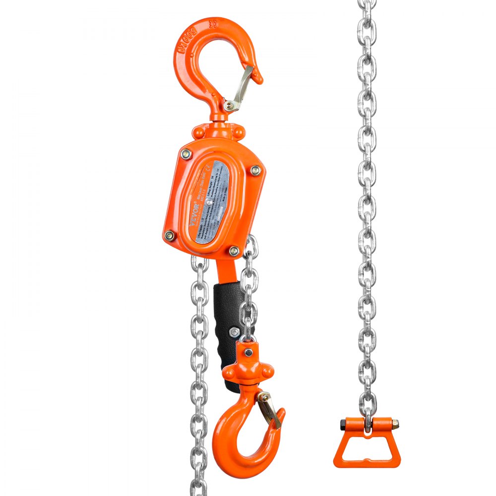 VEVOR Mini Lever Hoist 0.5T Load Capacity Chain Hoist 260N Pulling Force Pulley Block 1.40m Lifting Height Ratchet Hoist Steel G80 Chain Weston Double Pawl Brake 360° Rotating Hook Hand Chain Hoist