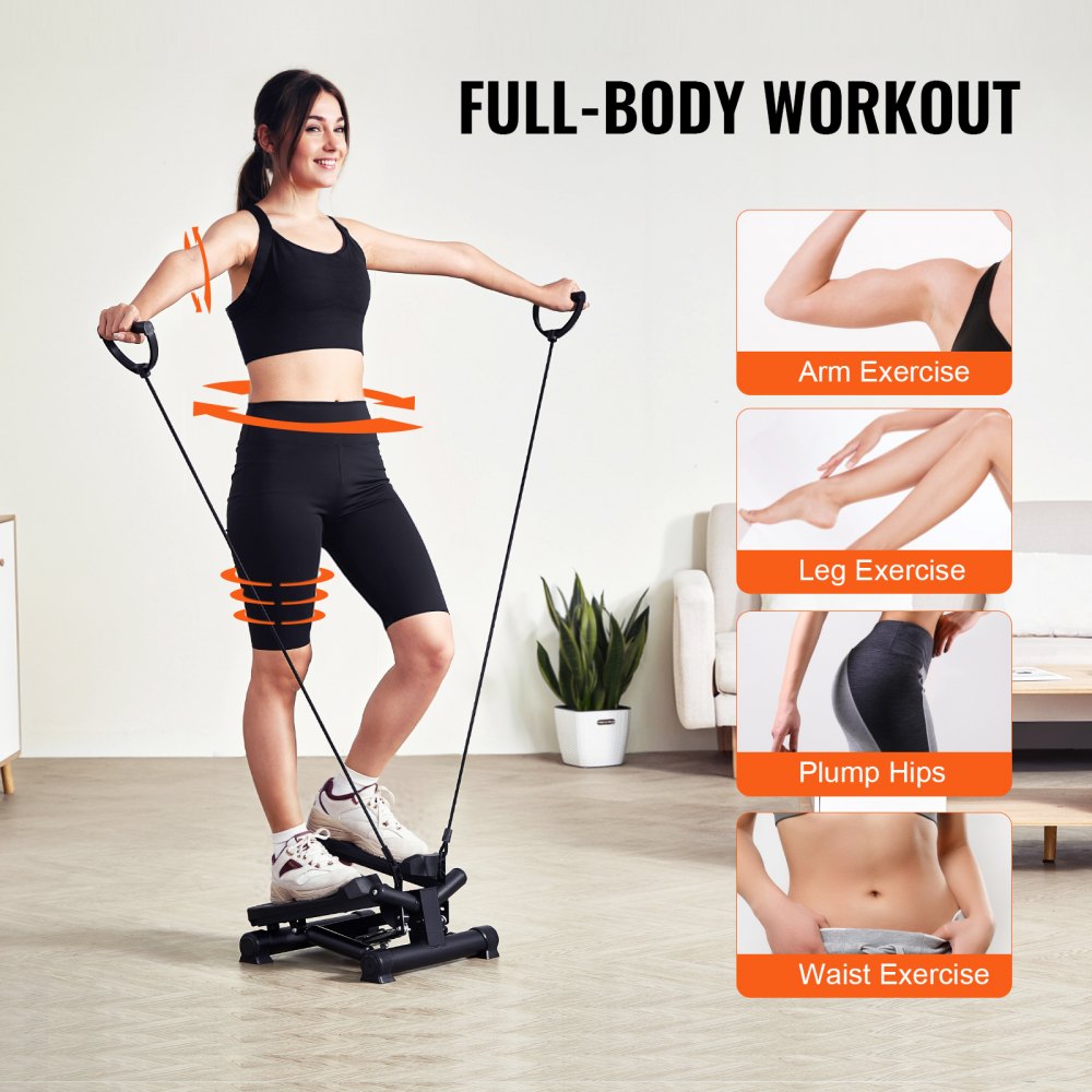 VEVOR Salvaescaleras para Hacer Ejercicio en Casa, Salvaescaleras Hidráulicas giratorias con Bandas de Resistencia, Equipo Cardiovascular para Entrenamiento de Cuerpo Completo, 385 x 365 x (210-300) mm