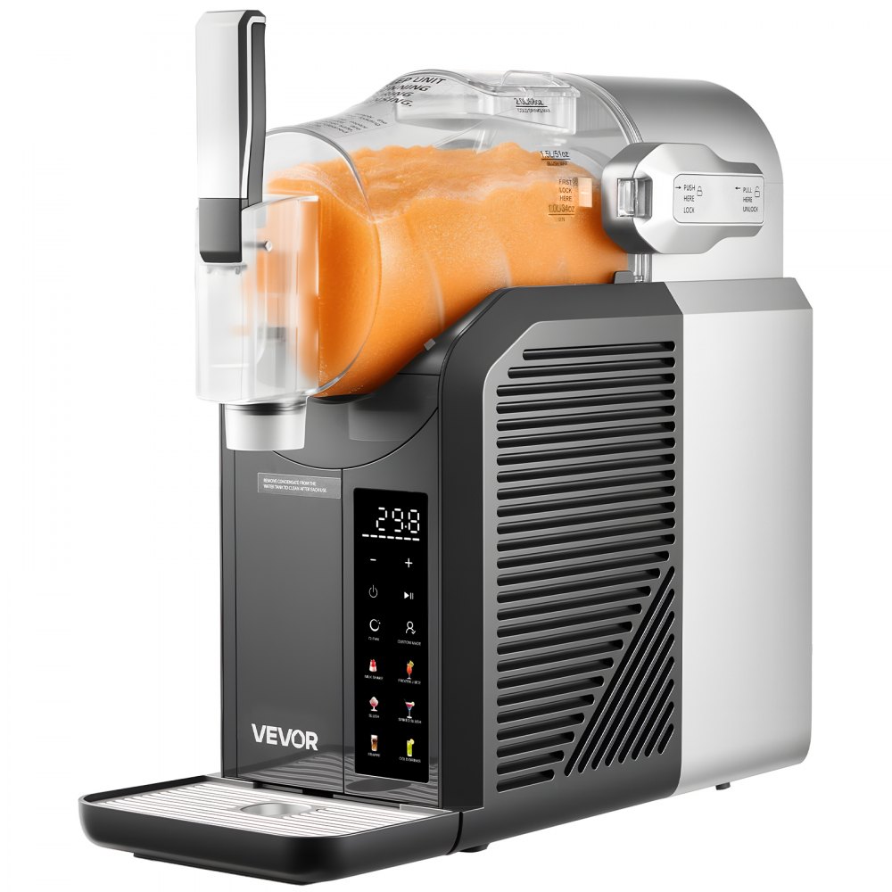 VEVOR Máquina de Granizados Tanque de 2 L sin Necesidad de Hielo con Autolimpieza Fabricado en Acero Inoxidable 304 con 6 Programas Preestablecidos para Margaritas Congeladas, Frappés, Batidos