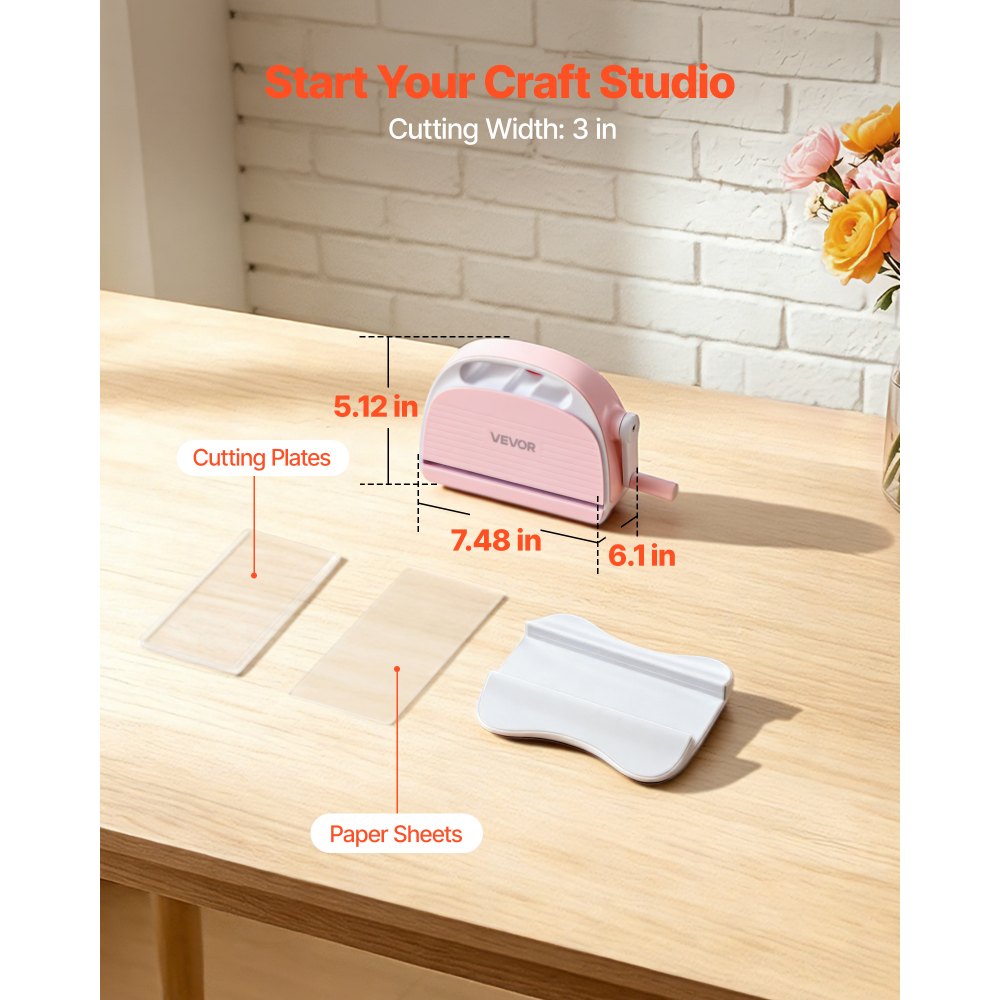 VEVOR Máquina Estampadora y Troqueladora, Apertura de Ancho de 76 mm, Máquina de Troquelado y Estampado Portátil, con Almohadillas de Corte, Mango Ergonómico, para Manualidades Scrapbooking Decoración