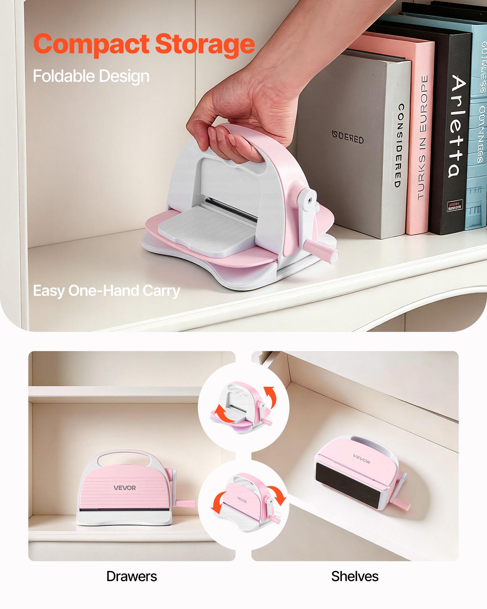 VEVOR Máquina Estampadora y Troqueladora, Apertura de Ancho de 76 mm, Máquina de Troquelado y Estampado Portátil, con Almohadillas de Corte, Mango Ergonómico, para Manualidades Scrapbooking Decoración