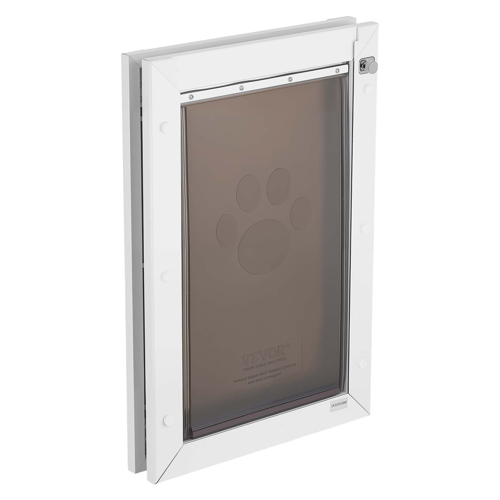 VEVOR Puerta para Mascotas Tamaño Grande, Gatera para Puerta Resistente a la Intemperie con 2 Solapas Flexibles Magnéticas, Marco Metálico para Perros Dormitorio Gatos Pared Jardín Interior Exterior
