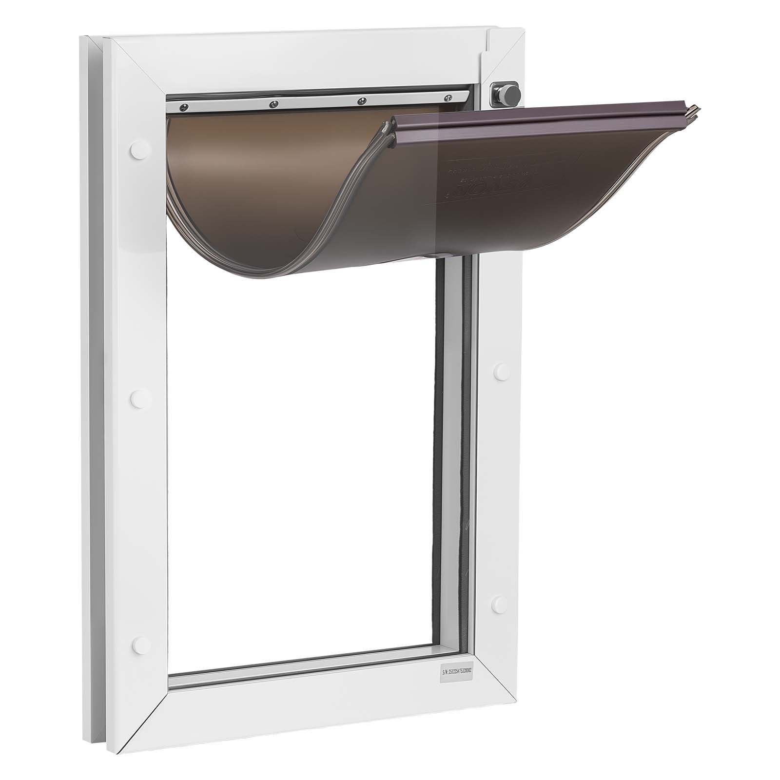 VEVOR Puerta para Mascotas Tamaño Grande, Gatera para Puerta Resistente a la Intemperie con 2 Solapas Flexibles Magnéticas, Marco Metálico para Perros Dormitorio Gatos Pared Jardín Interior Exterior