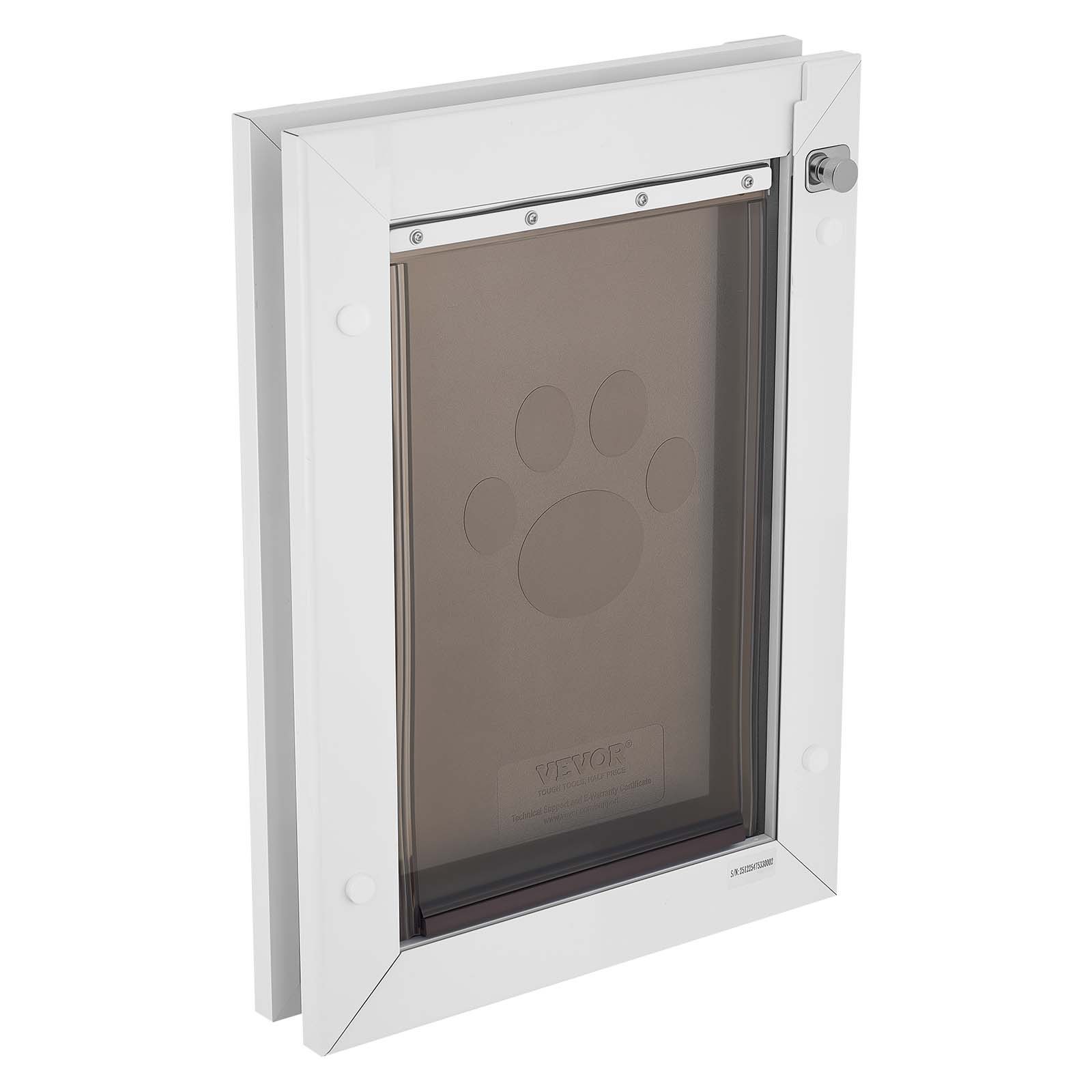 VEVOR Puerta para Mascotas Tamaño Mediano, Gatera para Puerta con Marco Metálico, 2 Solapas Flexibles Magnéticas, Resistente a la Intemperie para Jardín Dormitorio Perros Gatos Interior y Exterior