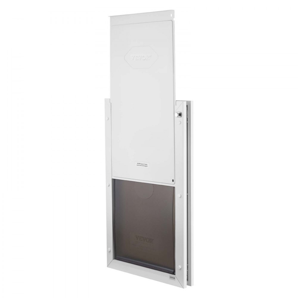 VEVOR Puerta para Mascotas Extragrande, Gatera para Puerta con 2 Solapas Flexibles Magnéticas, Marco Metálico, Resistente a la Intemperie para Perros Gatos Jardín Pared Dormitorio Interior y Exterior