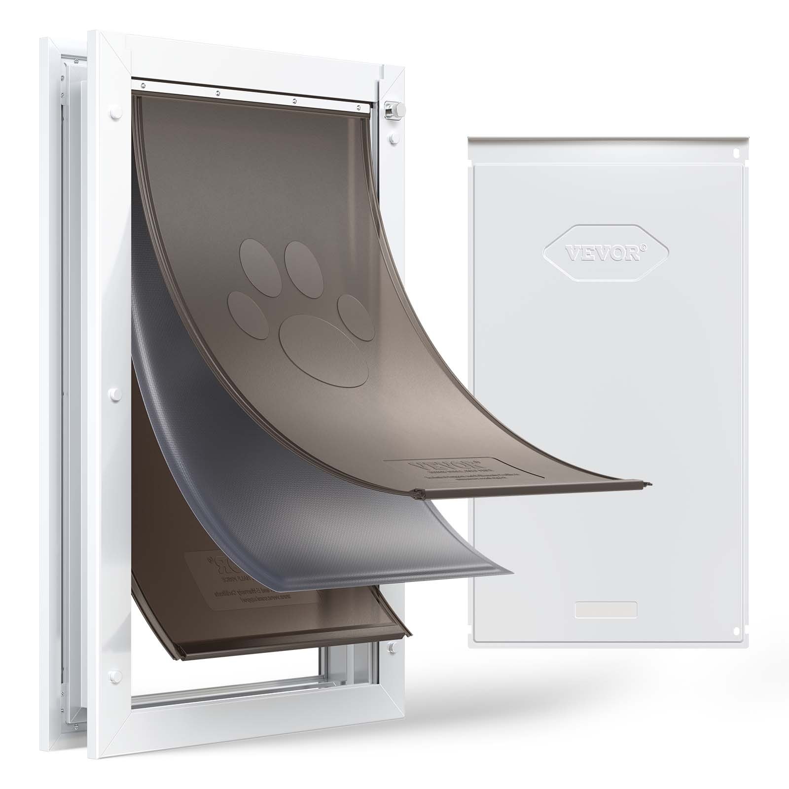 VEVOR Puerta para Mascotas Extragrande, Gatera para Puerta con Marco Metálico, 3 Solapas Flexibles Magnéticas, Resistente a la Intemperie para Jardín Pared Dormitorio Perros Gatos Interior y Exterior