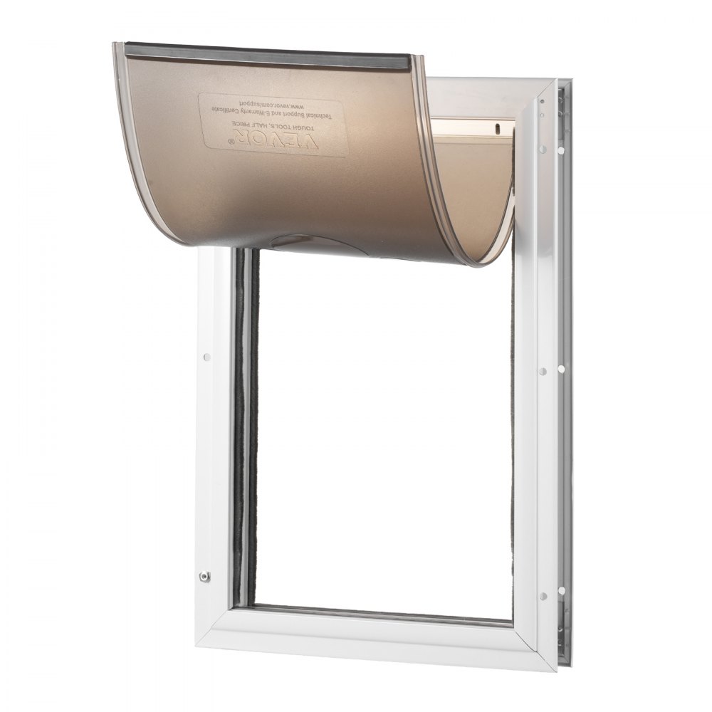 VEVOR Puerta para Mascotas con Sistema de Cerradura y Solapa 337x509 mm Blanca L